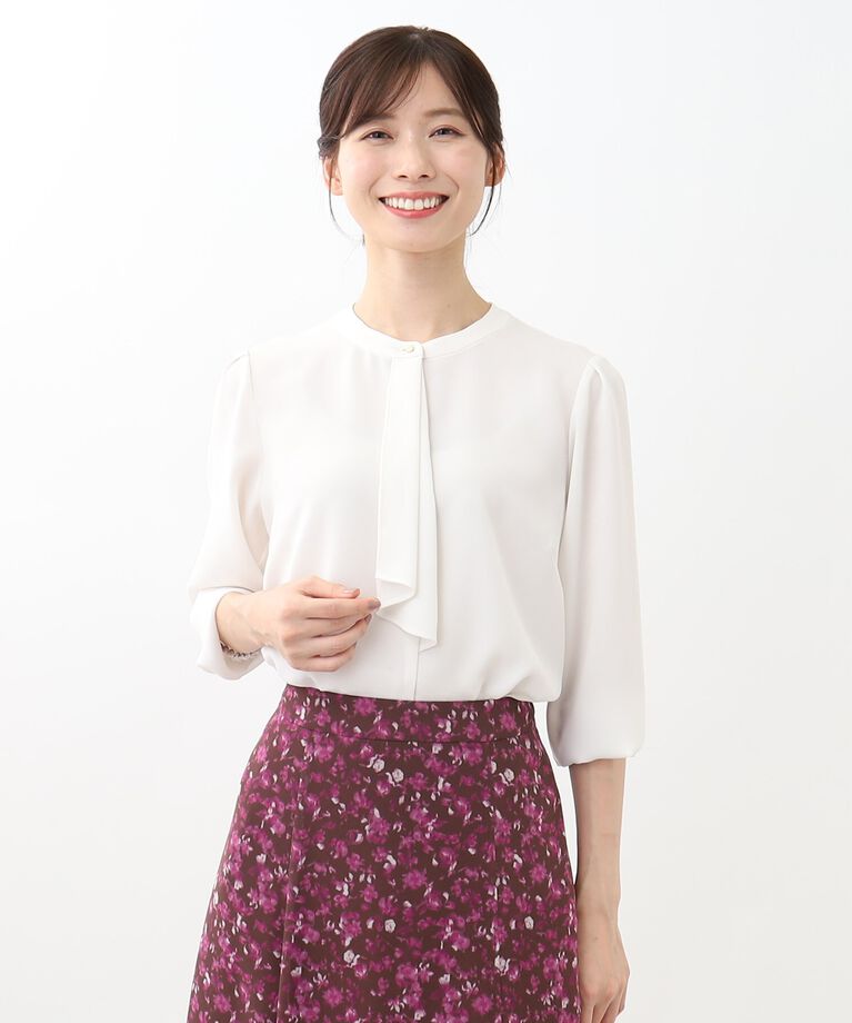 Reflect「【WEB限定カラーあり／接触冷感／マシンウォッシュ】ボータイ風デザインブラウス」|シャツ・ブラウス|ｱｲﾎﾞﾘｰ(004)