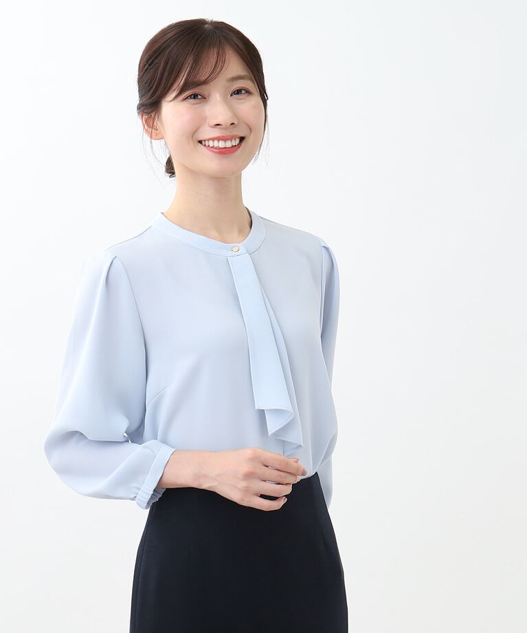 Reflect「【WEB限定カラーあり／接触冷感／マシンウォッシュ】ボータイ風デザインブラウス」|シャツ・ブラウス|