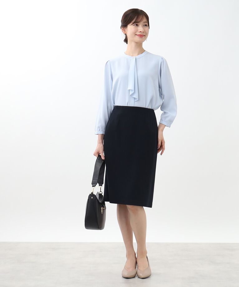 Reflect「【WEB限定カラーあり／接触冷感／マシンウォッシュ】ボータイ風デザインブラウス」|シャツ・ブラウス|