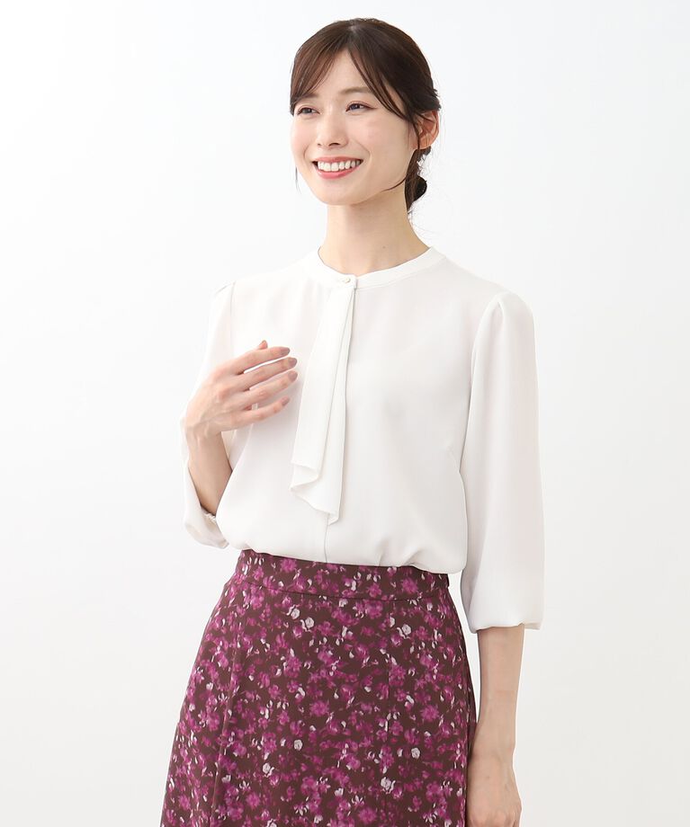 Reflect「【WEB限定カラーあり／接触冷感／マシンウォッシュ】ボータイ風デザインブラウス」|シャツ・ブラウス|