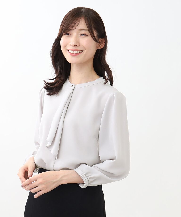 Reflect「【WEB限定カラーあり／接触冷感／マシンウォッシュ】ボータイ風デザインブラウス」|シャツ・ブラウス|