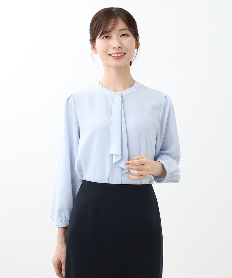 Reflect「【WEB限定カラーあり／接触冷感／マシンウォッシュ】ボータイ風デザインブラウス」|シャツ・ブラウス|ｻｯｸｽﾌﾞﾙｰ(090)