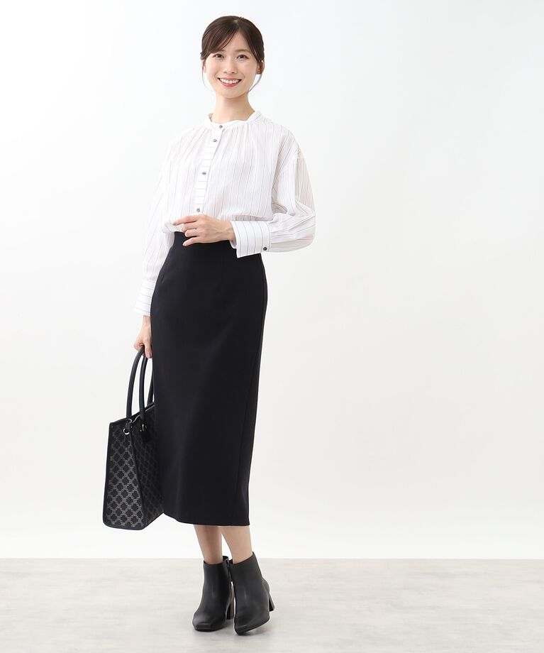 Reflect「【SALE／接触冷感／洗える】ネックギャザーシアーブラウス」|シャツ・ブラウス|