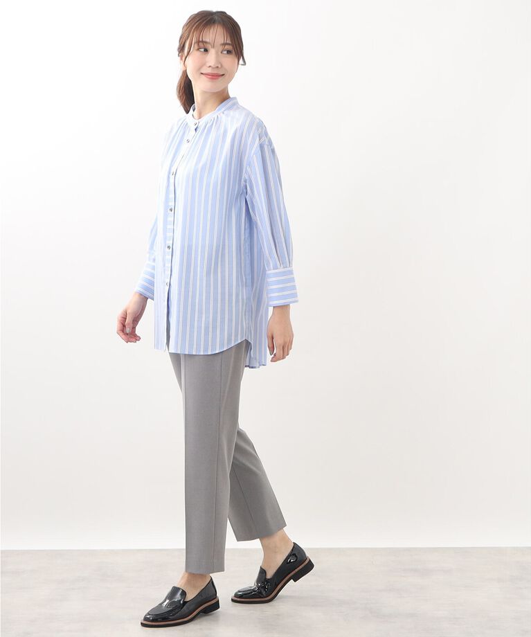 Reflect「【SALE／接触冷感／洗える】ネックギャザーシアーブラウス」|シャツ・ブラウス|
