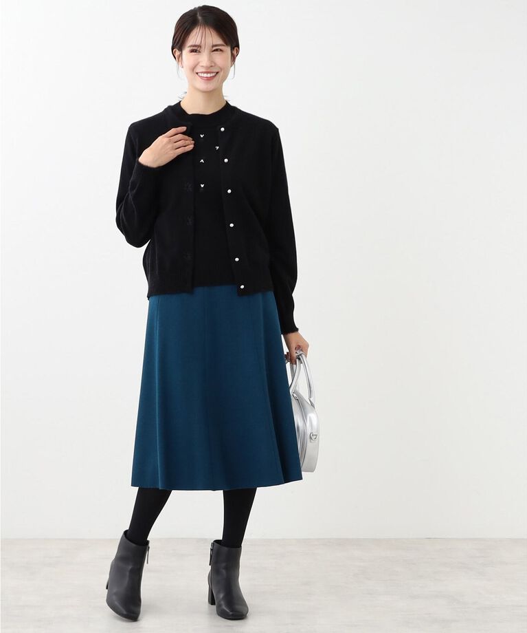 Reflect「【WEB限定カラーあり／洗える／アンサンブル】パール調刺繍ニット＋カーディガン」|カーディガン|