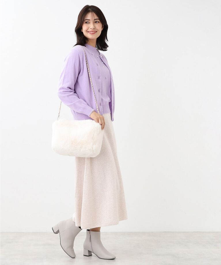 Reflect「【WEB限定カラーあり／洗える／アンサンブル】パール調刺繍ニット＋カーディガン」|カーディガン|