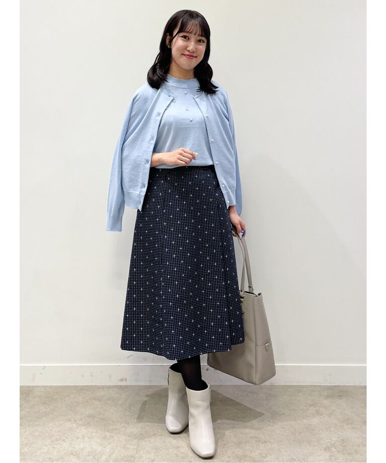 Reflect「【WEB限定カラーあり／洗える／アンサンブル】パール調刺繍ニット＋カーディガン」|カーディガン|