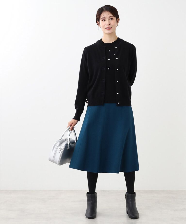 Reflect「【WEB限定カラーあり／洗える／アンサンブル】パール調刺繍ニット＋カーディガン」|カーディガン|
