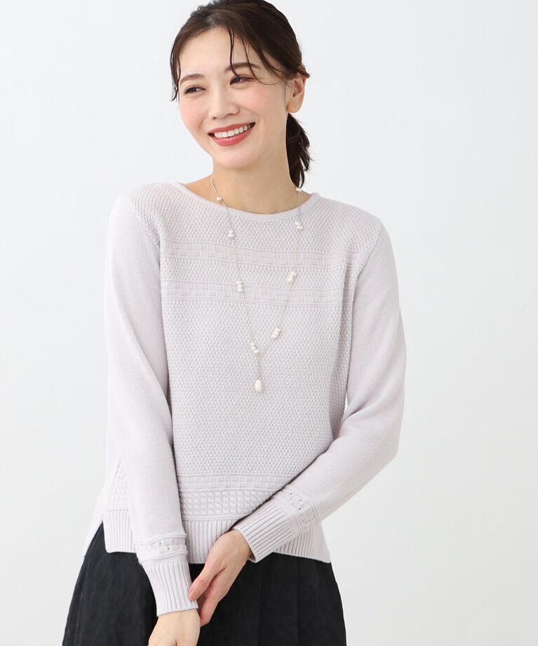 Reflect「【春SALE／手洗い可／すっきり細見え/コートインにおすすめ！】ラメニット」|ニット・セーター|ライトグレー(011