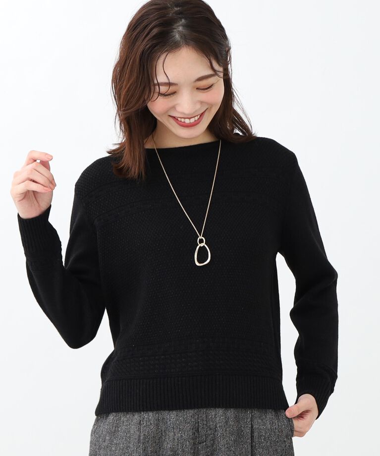 Reflect「【春SALE／手洗い可／すっきり細見え/コートインにおすすめ！】ラメニット」|ニット・セーター|ブラック(019)