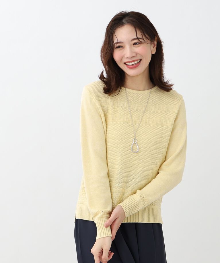Reflect「【春SALE／手洗い可／すっきり細見え/コートインにおすすめ！】ラメニット」|ニット・セーター|ライトイエロー(03