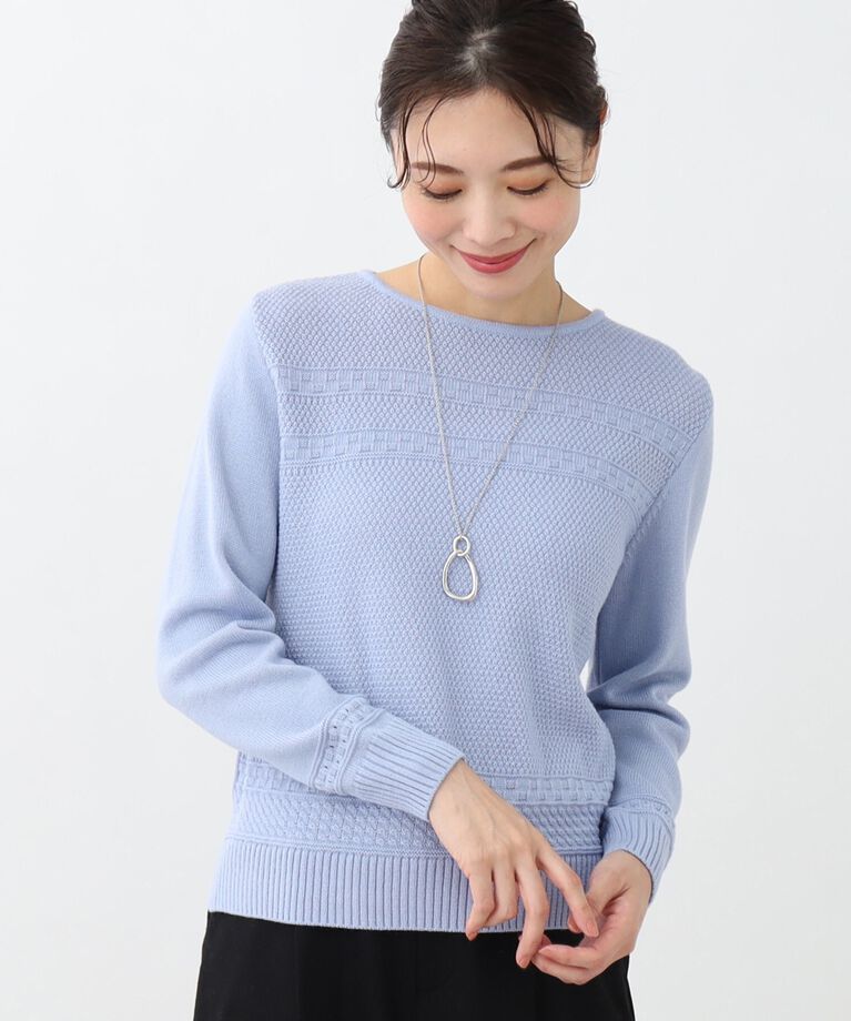 Reflect「【春SALE／手洗い可／すっきり細見え/コートインにおすすめ！】ラメニット」|ニット・セーター|サックスブルー(09