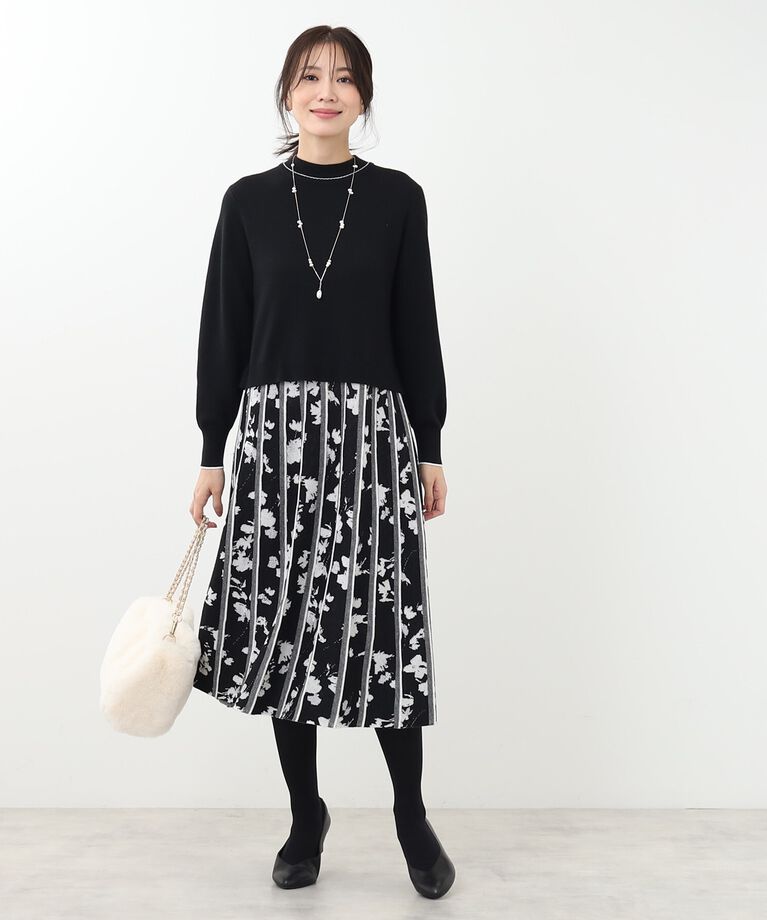 Reflect「【春SALE／WEB限定カラーあり／手洗い可】バイカラードッキングニットワンピース」|ワンピース|