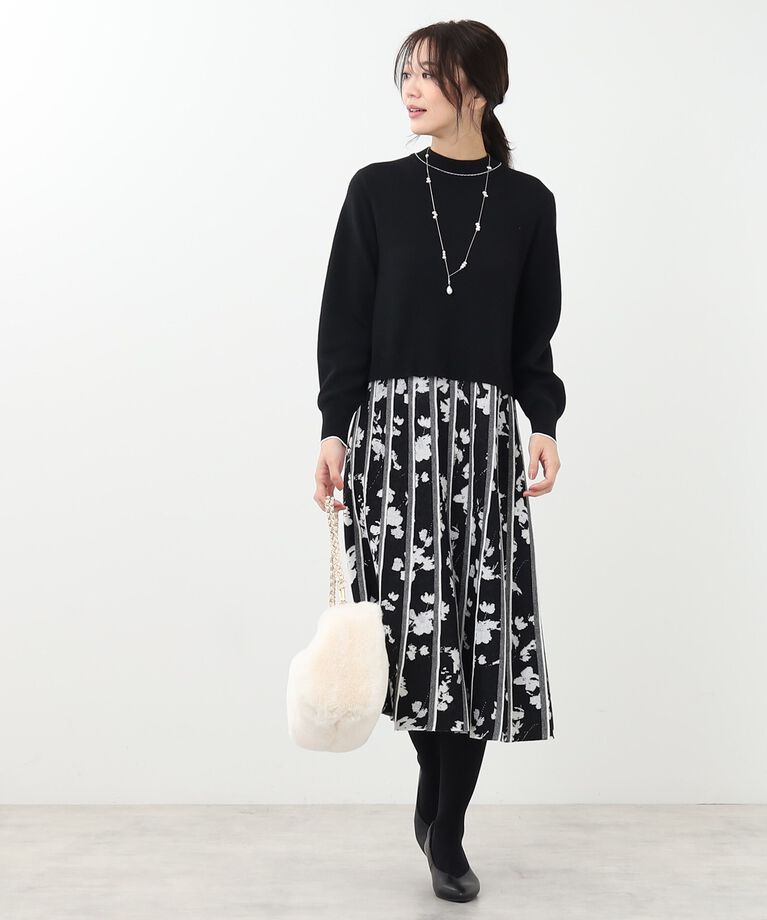 Reflect「【春SALE／WEB限定カラーあり／手洗い可】バイカラードッキングニットワンピース」|ワンピース|