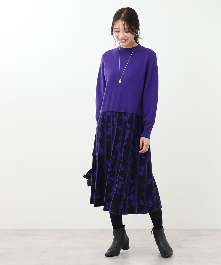 Reflect「【春SALE／WEB限定カラーあり／手洗い可】バイカラードッキングニットワンピース」|ワンピース|