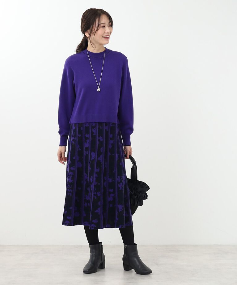 Reflect「【春SALE／WEB限定カラーあり／手洗い可】バイカラードッキングニットワンピース」|ワンピース|