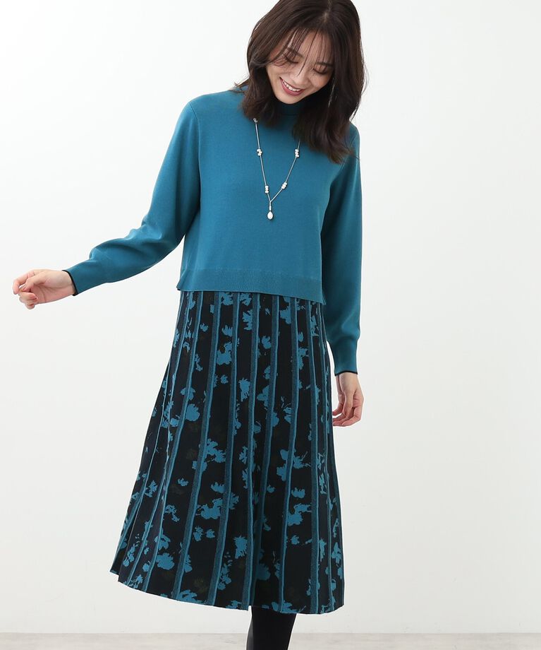 Reflect「【春SALE／WEB限定カラーあり／手洗い可】バイカラードッキングニットワンピース」|ワンピース|