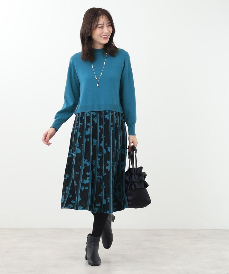 Reflect「【春SALE／WEB限定カラーあり／手洗い可】バイカラードッキングニットワンピース」|ワンピース|