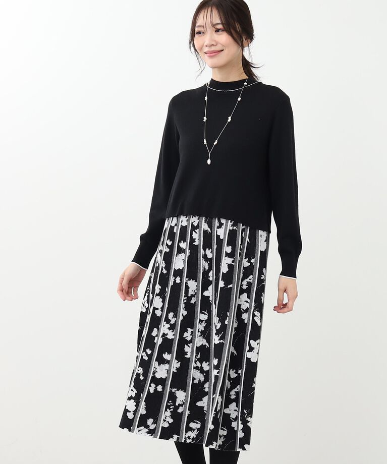 Reflect「【春SALE／WEB限定カラーあり／手洗い可】バイカラードッキングニットワンピース」|ワンピース|