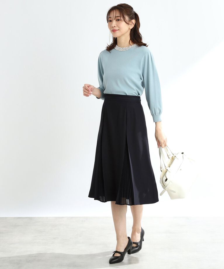 Reflect「【春SALE／手洗い可】シフォンプリーツドッキングスカート」|スカート|