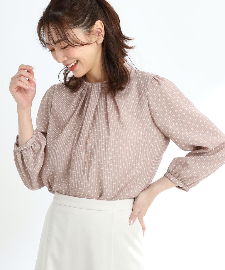 Reflect「【マシンウォッシュ可／セットアップ可能】コツキ柄プリントブラウス」|シャツ・ブラウス|モカブラウン(142