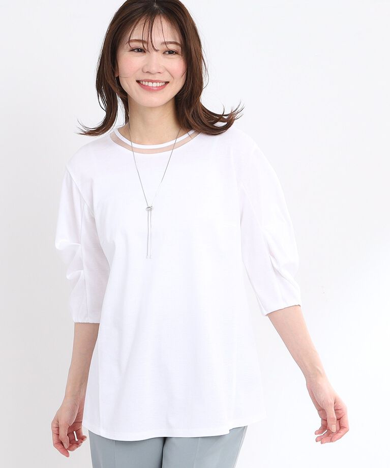 Reflect「【接触冷感／洗える】六分袖ジャージプルオーバー」|Tシャツ・カットソー|オフホワイト(003