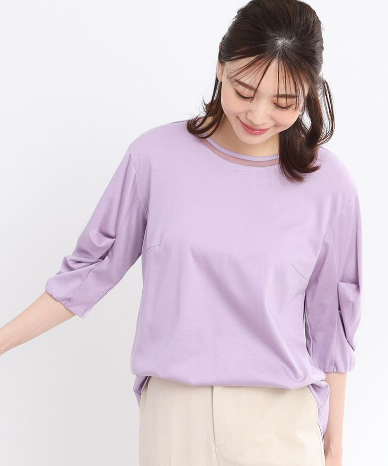 Reflect「【接触冷感／洗える】六分袖ジャージプルオーバー」|Tシャツ・カットソー|パープル(081)