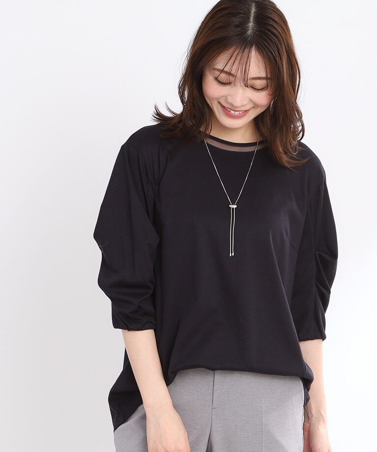 Reflect「【接触冷感／洗える】六分袖ジャージプルオーバー」|Tシャツ・カットソー|ネイビー(094)