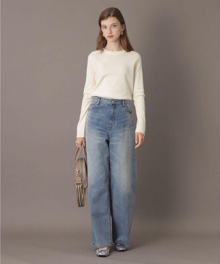 DRESSTERIOR「【大人百花春号掲載 モデル美香さん着用】ヴィンテージ加工ワイドデニムパンツ」|デニム|