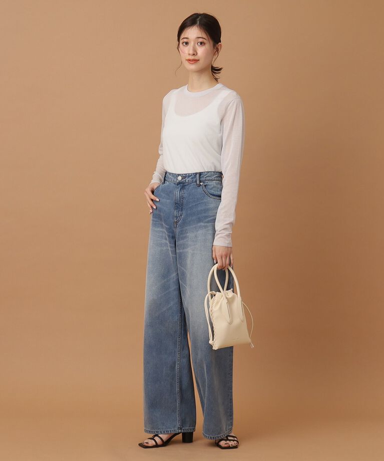 DRESSTERIOR「【大人百花春号掲載 モデル美香さん着用】ヴィンテージ加工ワイドデニムパンツ」|デニム|