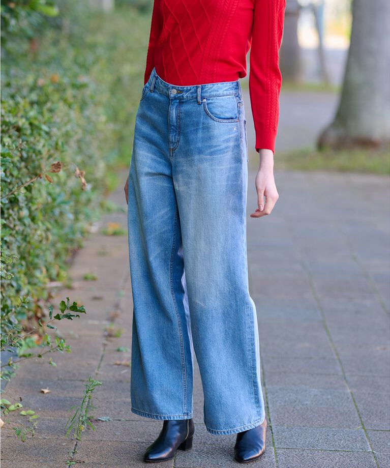 DRESSTERIOR「【大人百花春号掲載 モデル美香さん着用】ヴィンテージ加工ワイドデニムパンツ」|デニム|