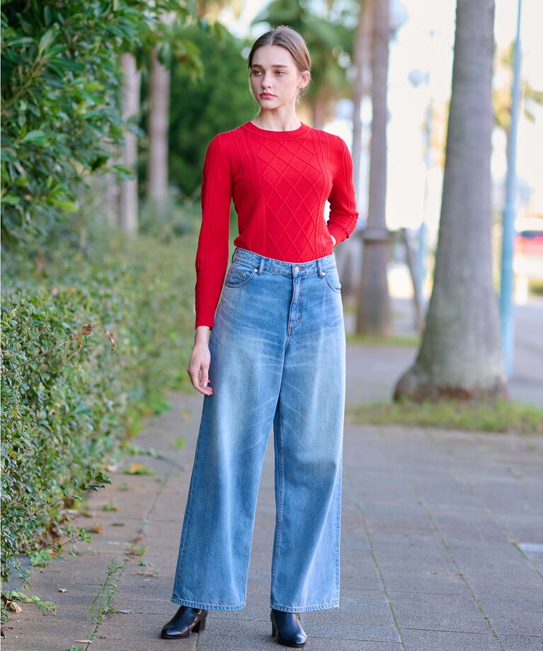 DRESSTERIOR「【大人百花春号掲載 モデル美香さん着用】ヴィンテージ加工ワイドデニムパンツ」|デニム|