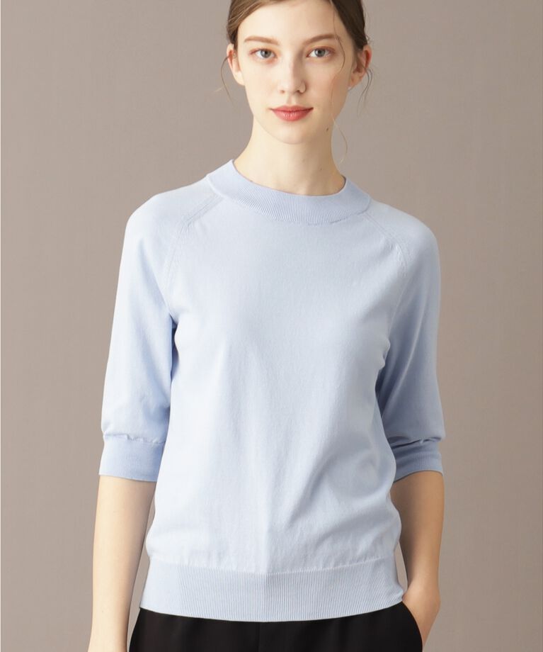 DRESSTERIOR「【定番/洗える】コットンシルク混ハーフスリーブ」|ニット・セーター|サックスブルー(09