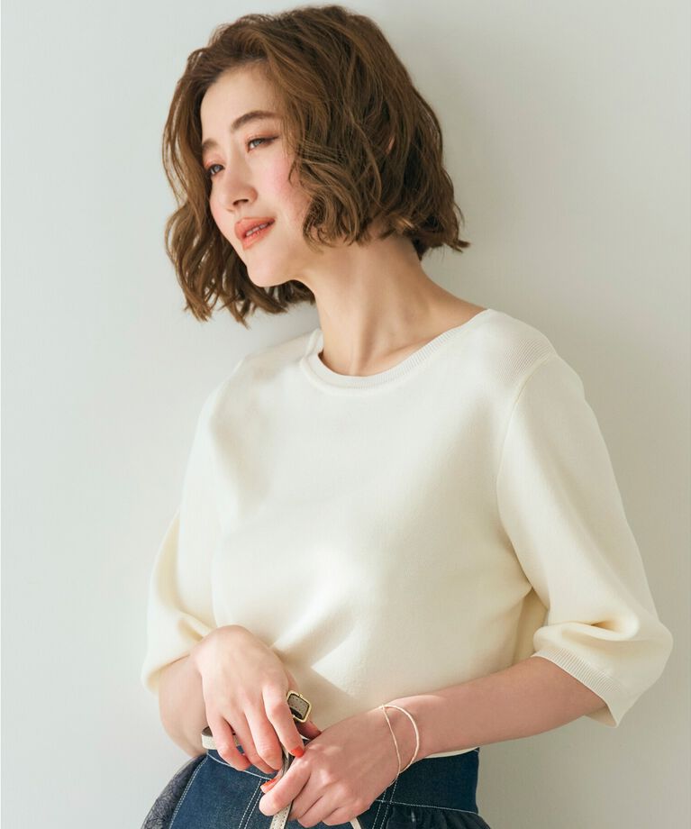 grove「雑誌掲載【多機能】やわらかドライタッチ五分袖プルオーバー」|ニット・セーター|ｱｲﾎﾞﾘｰ(004)