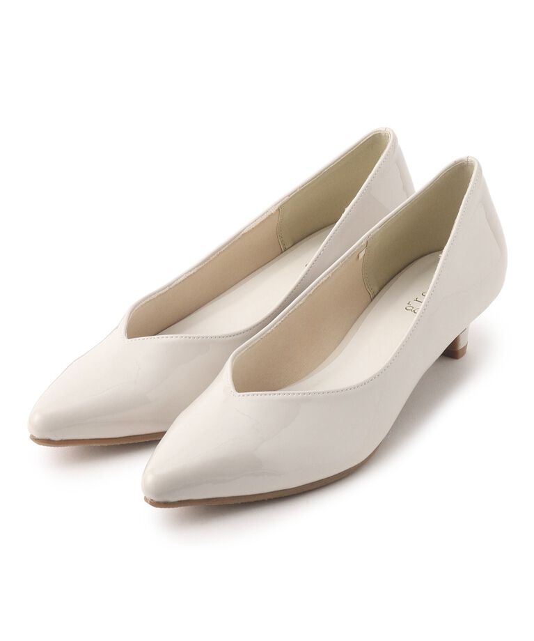 grove「Vカットミドルヒールパンプス」|パンプス|ﾍﾞｰｼﾞｭ(752)