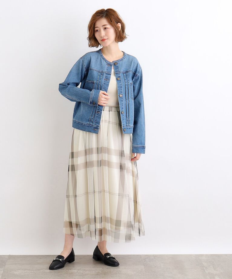 grove「【雑誌掲載】チェックプリントチュールスカート」|スカート|
