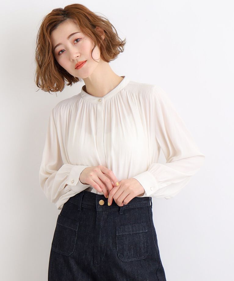 grove「ヴィンテージサテンパイピングブラウス」|シャツ・ブラウス|