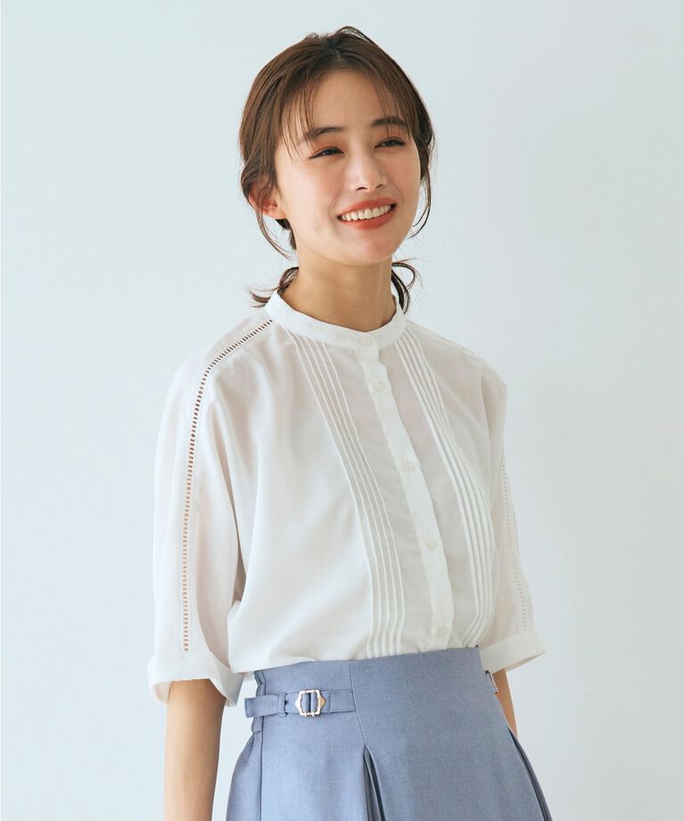 grove「【イージーケア・UVカット・接触冷感】ピンタックドルマンシャツブラウス」|シャツ・ブラウス|ｵﾌﾎﾜｲﾄ(003)