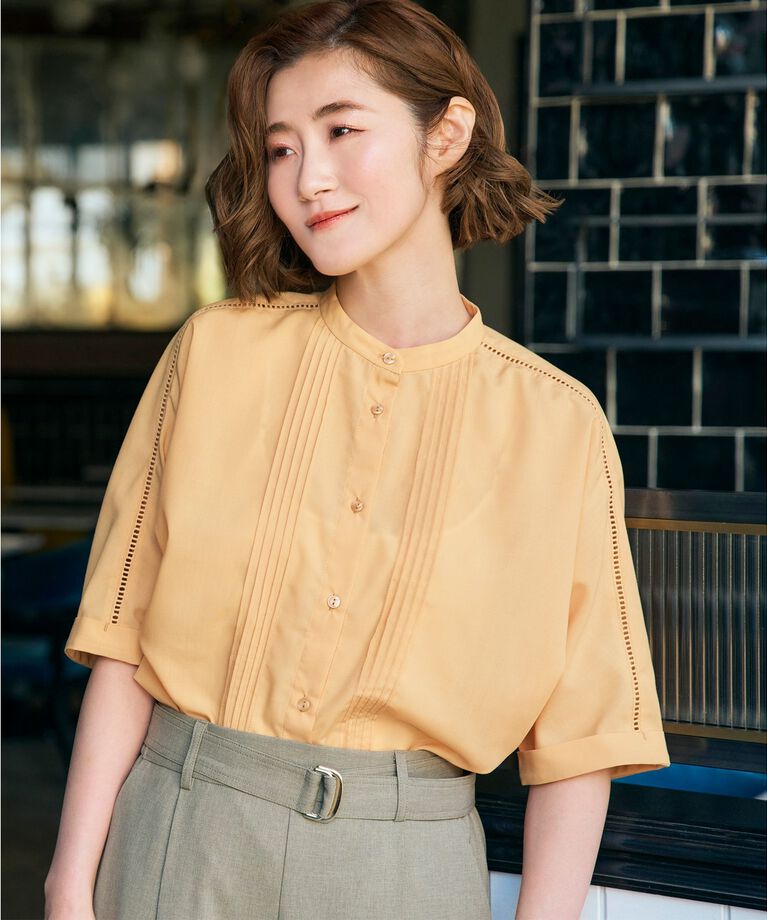 grove「【イージーケア・UVカット・接触冷感】ピンタックドルマンシャツブラウス」|シャツ・ブラウス|ｲｴﾛｰ(032)