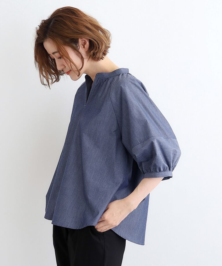 grove「【洗濯機で洗える・UVカット・接触冷感】ランタンスリーブシャツブラウス」|シャツ・ブラウス|