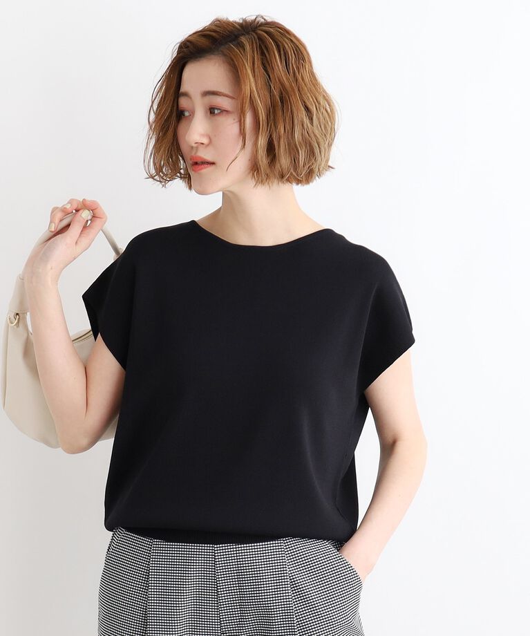 grove「【夏に嬉しい機能付き】やわらかドライタッチフレンチスリーブニット」|ニット・セーター|ﾌﾞﾗｯｸ(019)