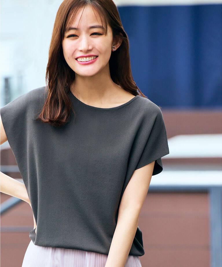 grove「【夏に嬉しい機能付き】やわらかドライタッチフレンチスリーブニット」|ニット・セーター|ｶｰｷ(029)