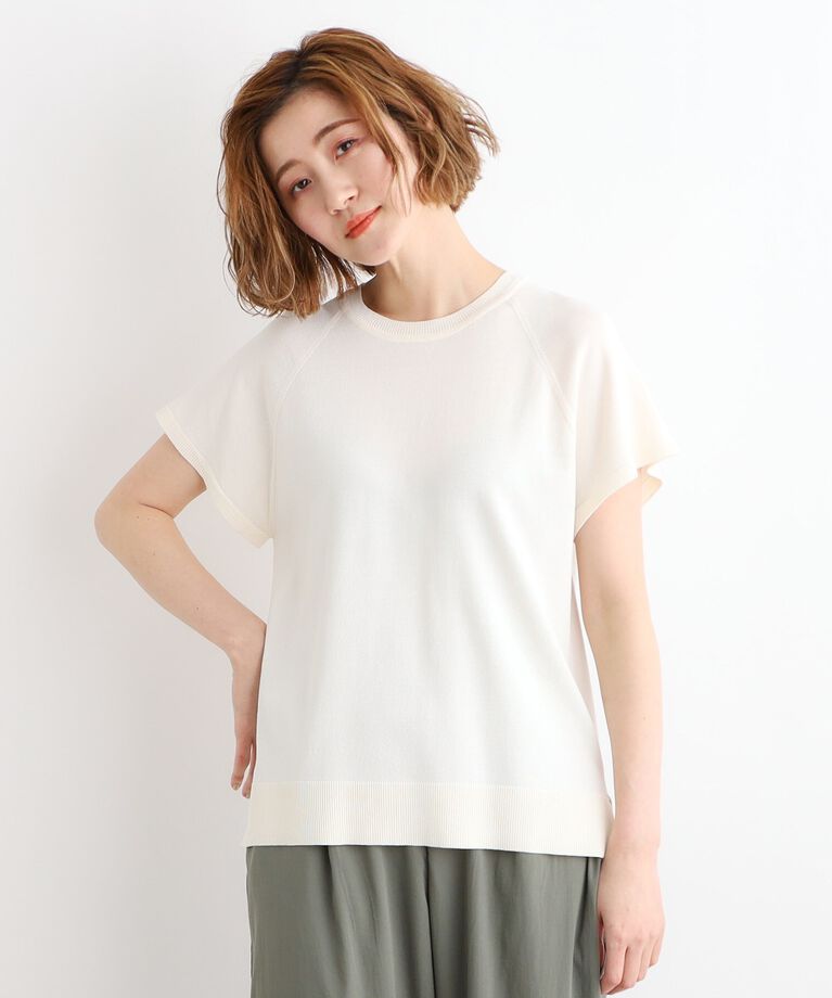 grove「【夏に嬉しい機能付き】やわらかドライタッチラグランスリーブニット」|ニット・セーター|ｵﾌﾎﾜｲﾄ(003)