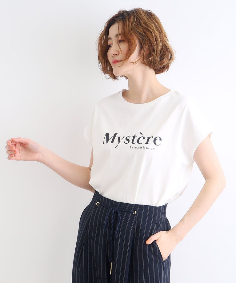 grove「＜接触冷感・UVカット・ご自宅で洗える＞ロゴプリントフレンチTシャツ」|Tシャツ・カットソー|ｵﾌﾎﾜｲﾄ(003)