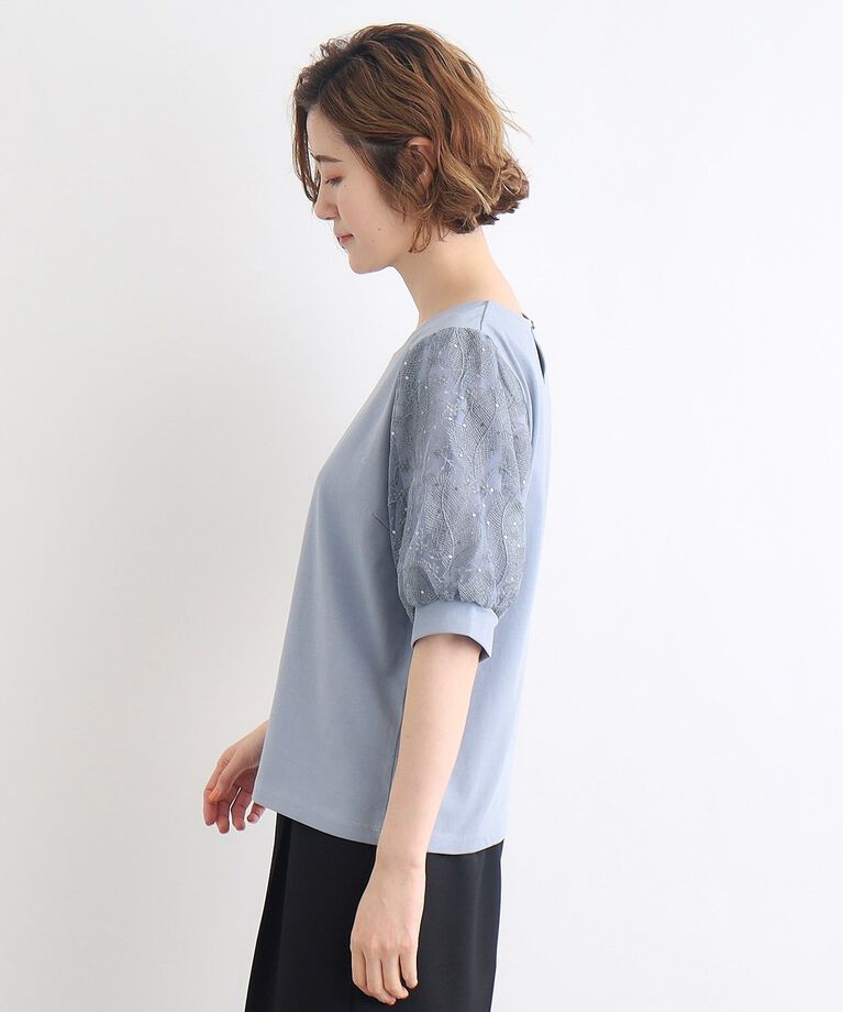 grove「【UVカット/接触冷感】スパンコールチュール刺繍袖プルオーバー」|Tシャツ・カットソー|