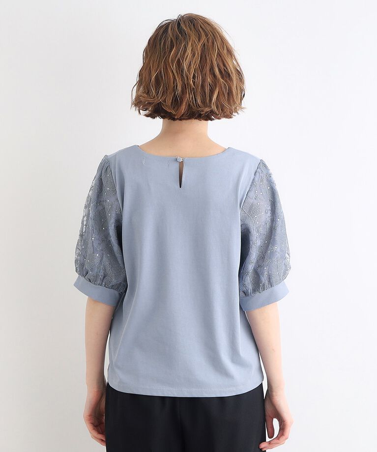 grove「【UVカット/接触冷感】スパンコールチュール刺繍袖プルオーバー」|Tシャツ・カットソー|
