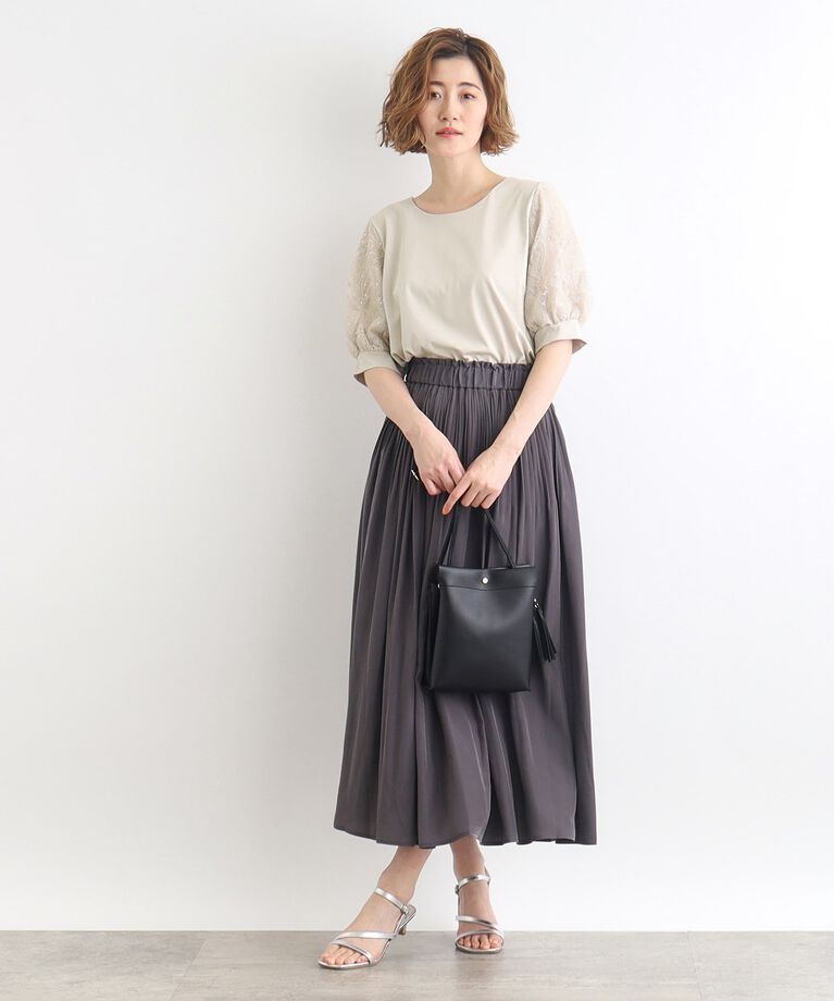 grove「【UVカット/接触冷感】スパンコールチュール刺繍袖プルオーバー」|Tシャツ・カットソー|