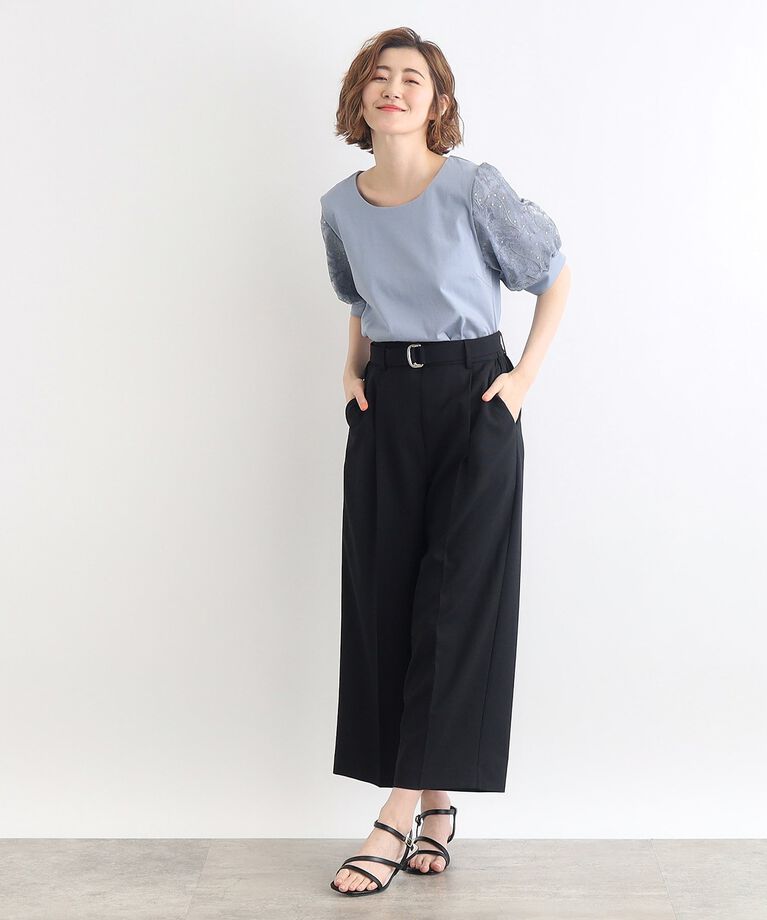 grove「【UVカット/接触冷感】スパンコールチュール刺繍袖プルオーバー」|Tシャツ・カットソー|