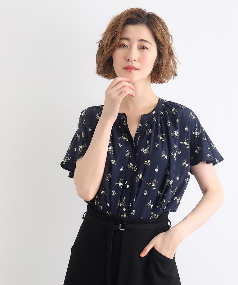 grove「＜ご自宅で洗える＞ヴィンテージサテンスキッパーブラウス」|シャツ・ブラウス|