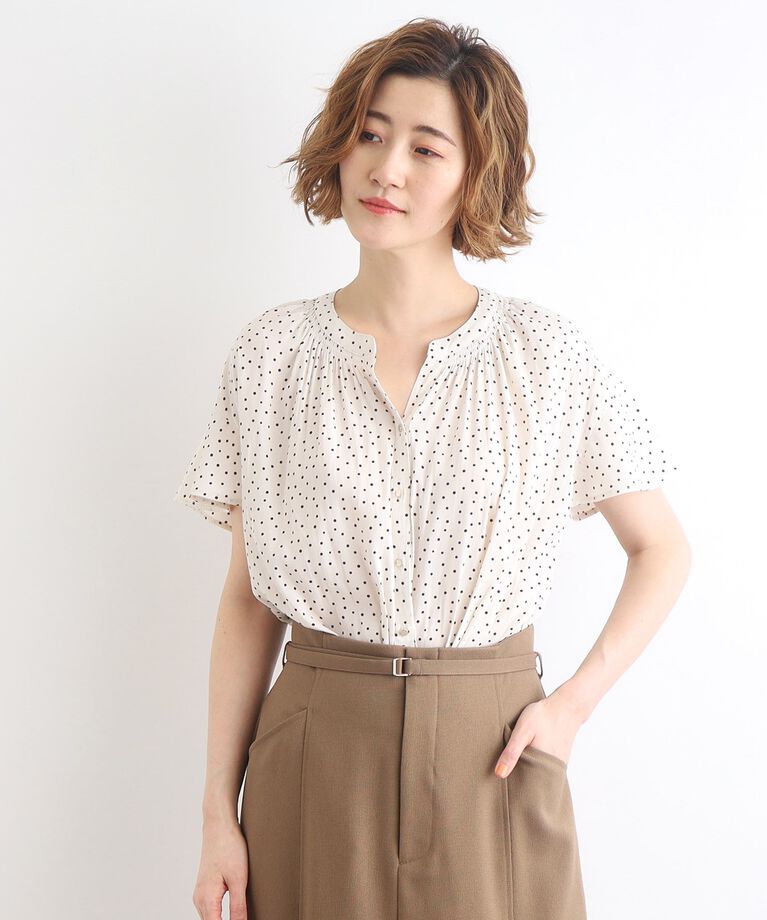 grove「＜ご自宅で洗える＞ヴィンテージサテンスキッパーブラウス」|シャツ・ブラウス|ｵﾌ×ﾄﾞｯﾄ(603)